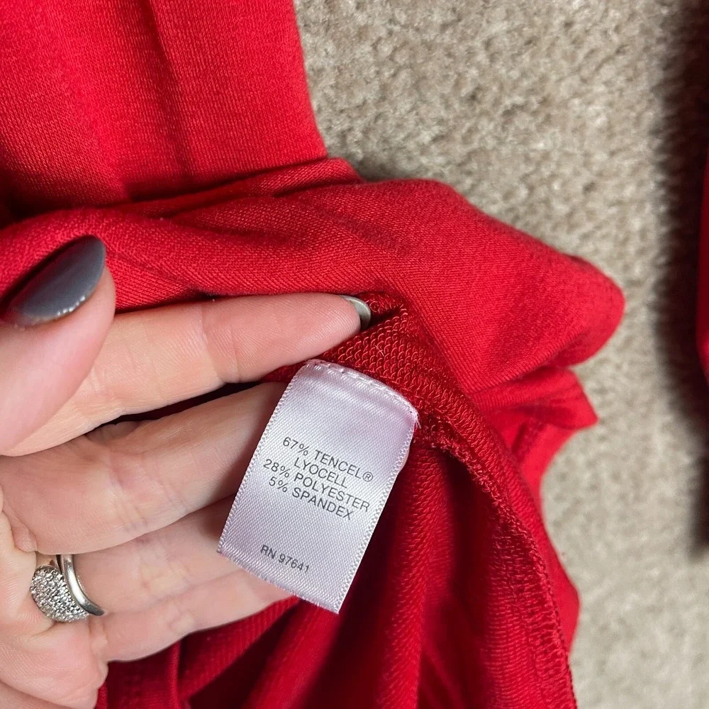 J Jill Tunic Womens Small Red‎ Tencel Turtleneck Layered Asymmetrical Soft Knit